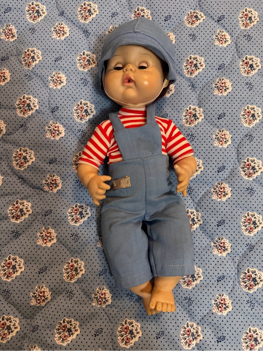 Vintage Boy Doll Alexander Potty Pal Blue Overalls with Red Stripe Shirt 1966